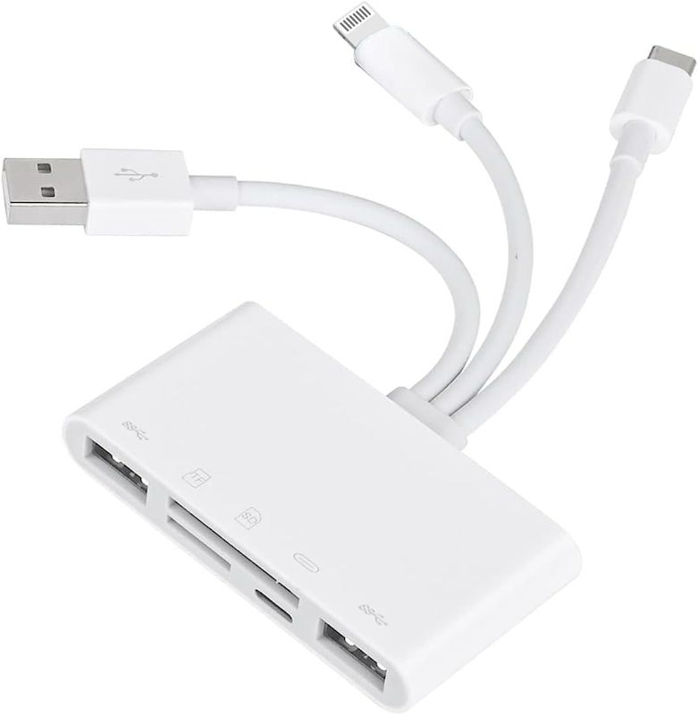 Photo 1 of [Apple MFi Certified] 5-in-1 Memory Card Reader, iPhone/iPad USB OTG Adapter & SD Card Reader, USB C and USB A Devices with Micro SD & SD Card Slots, SDHC/SDXC/MMC, Plug and Play for iOS and Android