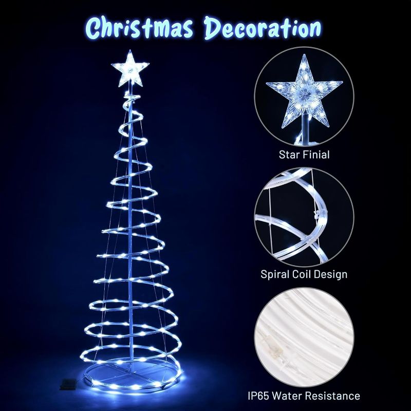 Photo 1 of Yescom 5 Ft Led Spiral Tree Light Cool White 182 LEDs Battery Powered Indoor Outdoor Holiday Christmas Decoration Lamp