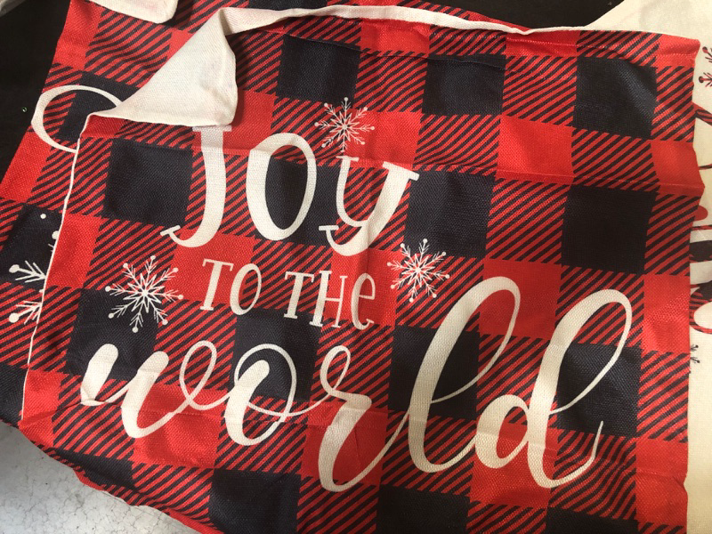 Photo 2 of Christmas Pillow Covers 18x18 Set of 4 for Xmas Decorations Buffalo Plaid Check Christmas Tree Joy Snow Pillow Cases Winter Holiday Throw Pillows Farmhouse Decor for Couch