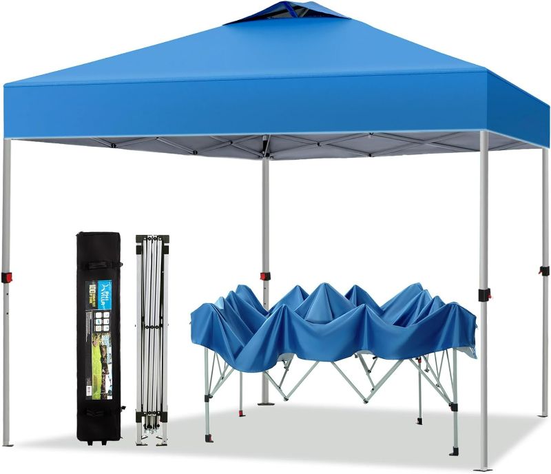 Photo 1 of PHI VILLA Outdoor Pop up Canopy 10'x10' Tent Camping Sun Shelter-Series Party Tent, 100 Sq. Ft of Shade (Blue)