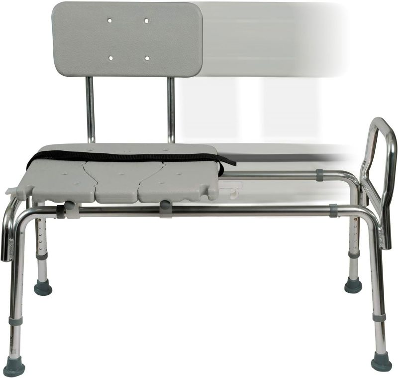 Photo 1 of DMI Tub Transfer Bench and Shower Chair with Non Slip Aluminum Body, FSA Eligible, Adjustable Seat Height and Cut Out Access, Holds Weight up to 400 Lbs, Bath and Shower Safety, Transfer Bench