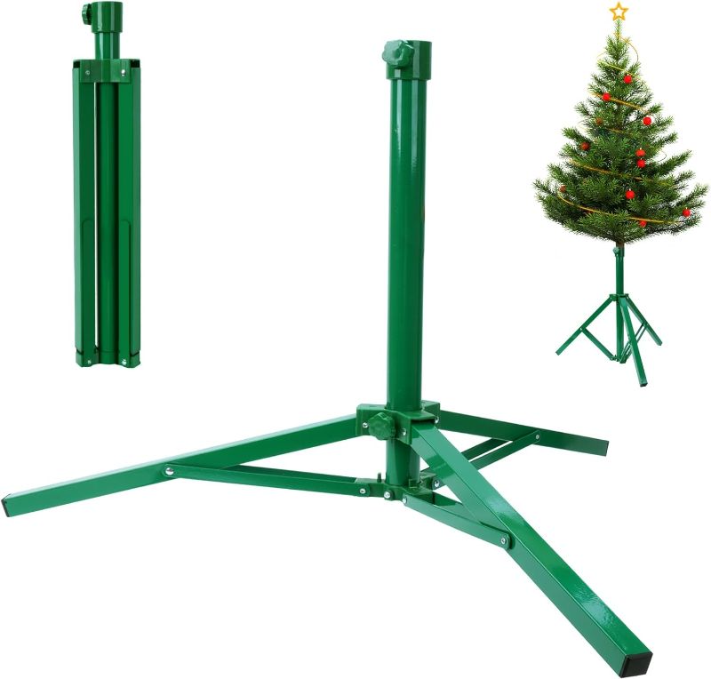 Photo 1 of Foldable Christmas Tree Stand for Artificial Trees, Heavy Duty Xmas Tree Stand Base for 2-5FT, Metal Christmas Tree Holder for Fake Tree Up to 50 Lbs, Fit to 1 Inch and Less Diameter Pole Green