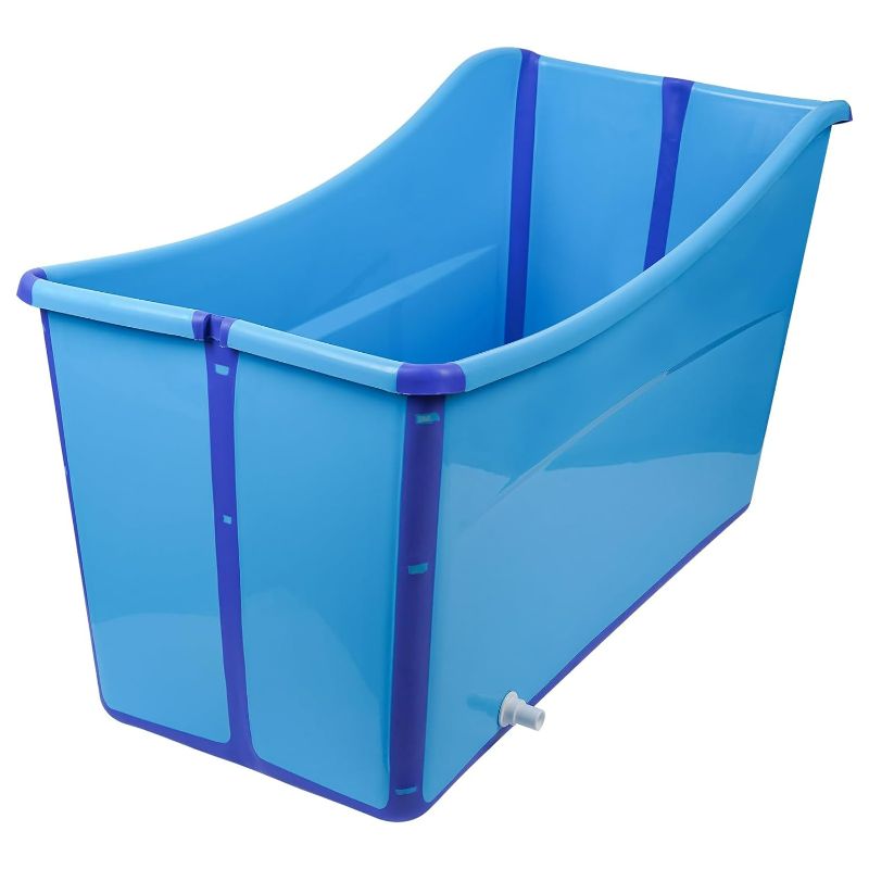 Photo 1 of Large Size Portable Ice Bath Tub for Toddler Teenager Twins Pets and Small Adults, Foldable Ice Bath Tub for Both at Home and On The Go Blue (Extra Large)