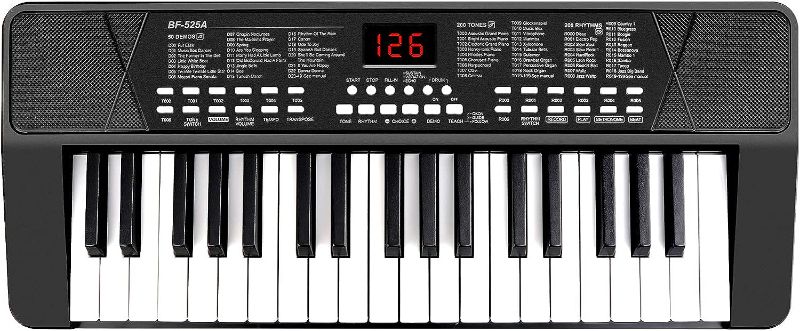 Photo 1 of M SANMERSEN Piano Keyboard for Beginners, 37 Keys Built-in 1200mA Rechargeable Battery Electronic Piano Keyboard Portable Music Piano Keyboard with Mic LED Screen Teaching Gift for Beginners, Black