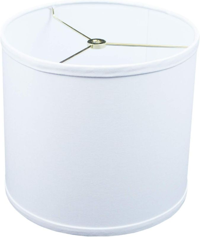 Photo 1 of Lampshade 10" Top Diameter x 10" Bottom Diameter x 9" Height with Washer (Spider) Attachment for Lamps with a Harp (Linen White)