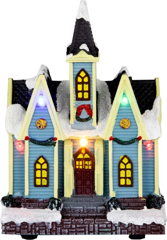 Photo 1 of Northlight 6" Led Lighted Snowy Church Christmas Village Display Piece