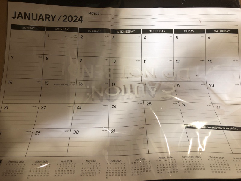 Photo 2 of 2024 Desk Calendar - Large Desk Calendar 2024, Jan 2024 - Dec 2024, 22" x 17", Large Ruled Blocks, Tear Off Line, 2 Corner Protectors, 2 Hanging Hooks