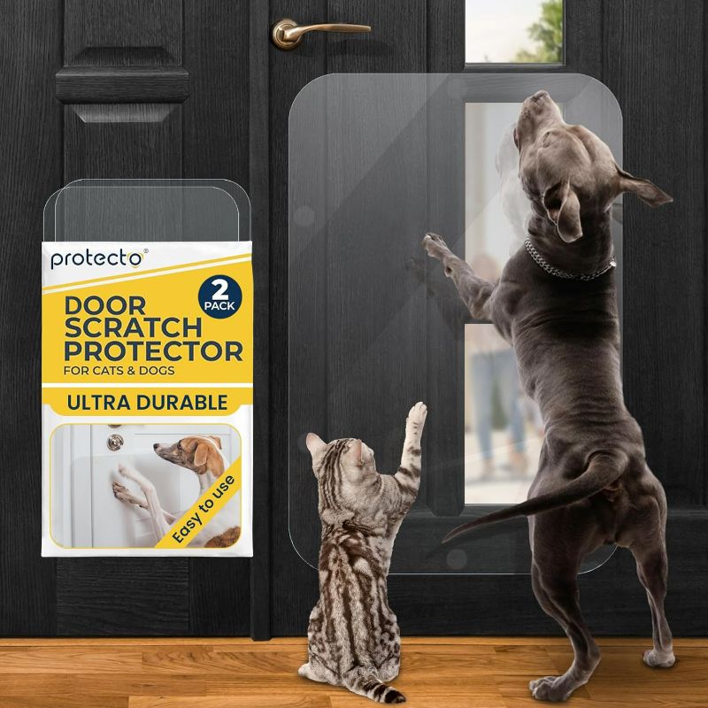 Photo 1 of PROTECTO Door Protector from Dog Scratching, 2-Pack Cat Dog Scratch Door Protector, 35.5x24 Dog Door Scratch Protector for Indoors Outdoors, Easy Installation on Window, Wall, Glass Door, Screen Door