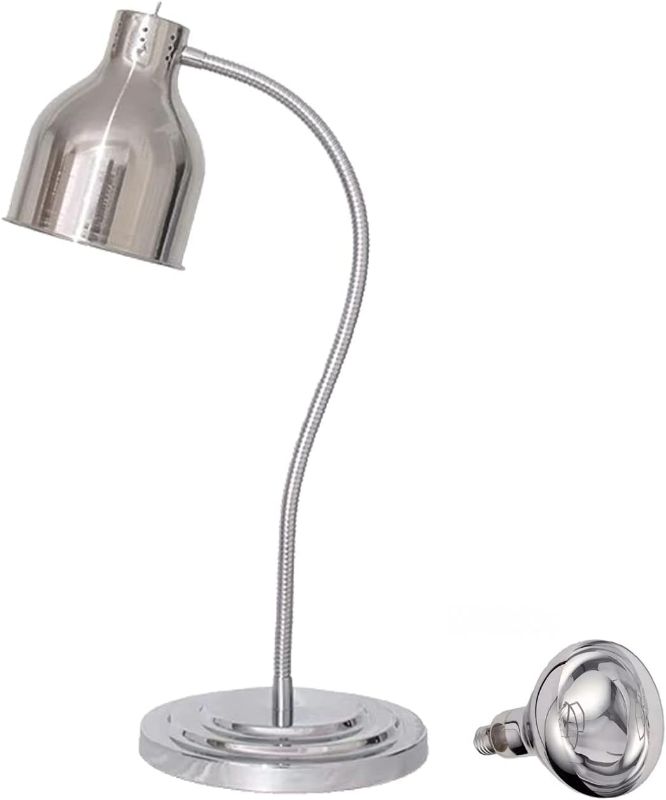 Photo 1 of  Single Bulb Food Heat Lamp Restaurant Food Warmer Light Portable Heating Lamps (Single Arm) Silver