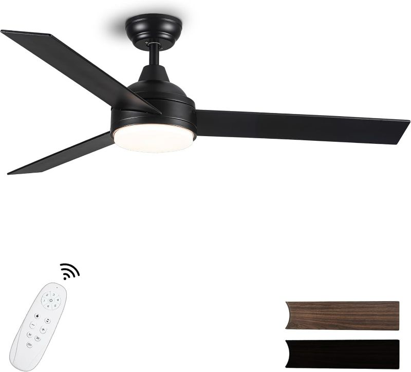 Photo 1 of Ceiling Fans with Lights and Remote, 42 Inch Low Profile Ceiling Fan,Noiseless Reversible Dimmable Indoor/Outdoor Black Ceiling Fan for Bedroom, Living Room, Dining Room