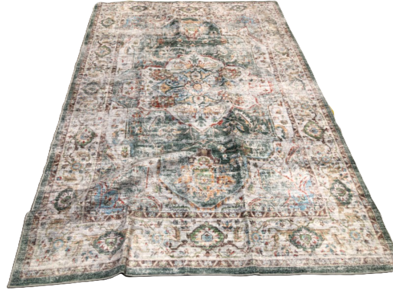 Photo 2 of Moynesa Ultra-Thin Vintage Area Rug 6x9, Large Living Room Rugs for Bedroom Aesthetic, Washable Carpet for Under Dining Room Table, Oriental Medallion Printed Low Pile Mat for Office Playroom Dorm