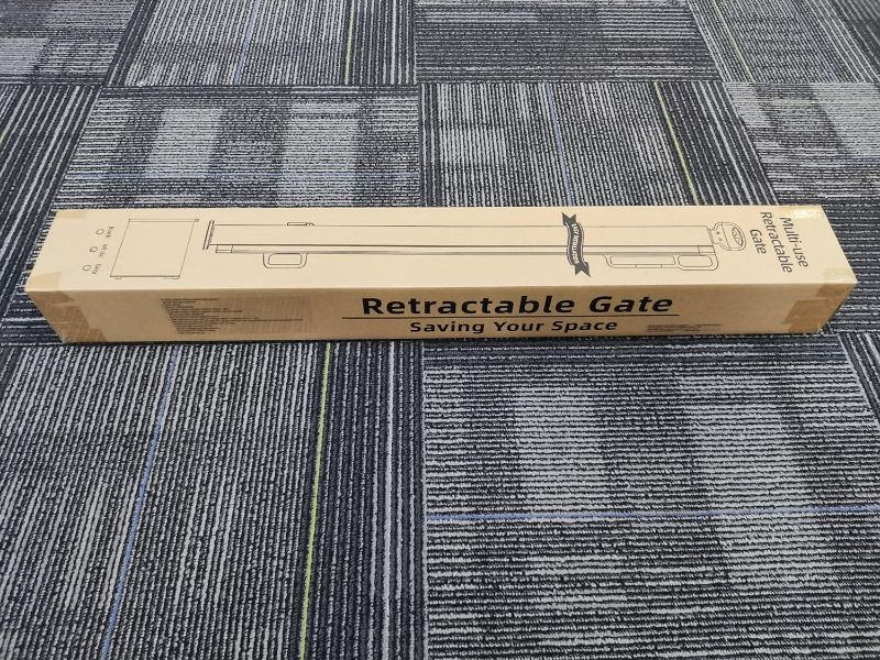 Photo 1 of Retractable Baby Gate Pet Gate 33’’ Tall, Extends up to 177’’ Wide, Safety Toddler Gate for Stairs Doorways Hallways Porches Baseboard Indoor and Outdoor-White