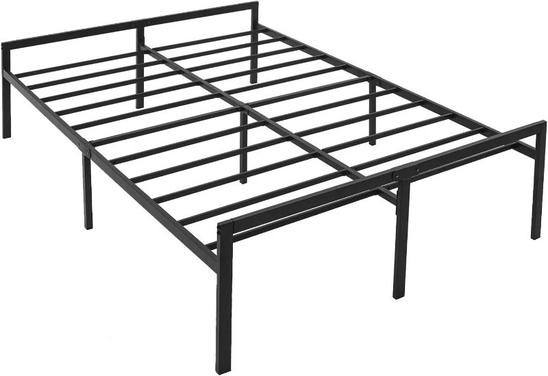 Photo 1 of Metal Bed Frame Queen - Black Metal Platform Bed 14 Inch with Storage, Heavy Duty Easy Assembly No Box Spring Needed (Queen)