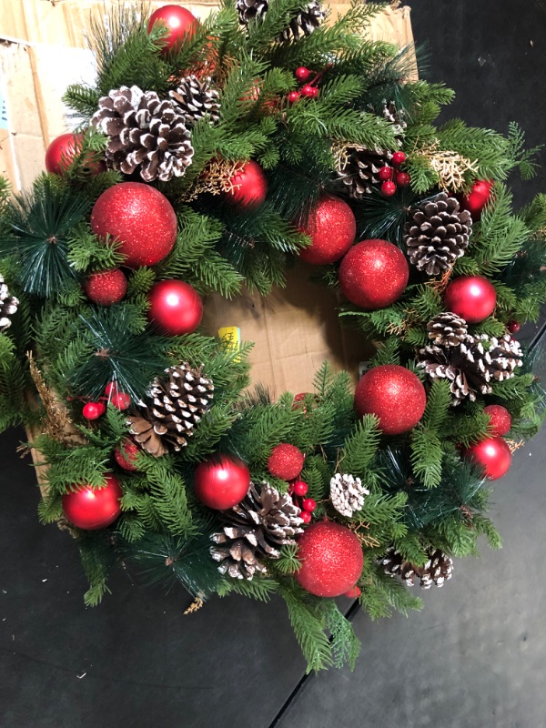 Photo 1 of RAZ Imports 2021 Dear Santa 26-inch Mixed Pine and Santa Ball Wreath