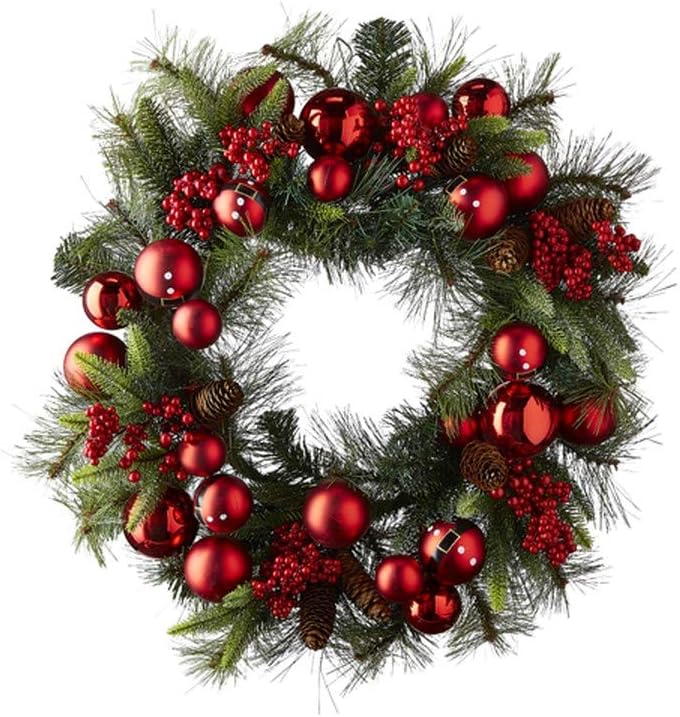 Photo 1 of RAZ Imports 2021 Dear Santa 26-inch Mixed Pine and Santa Ball Wreath