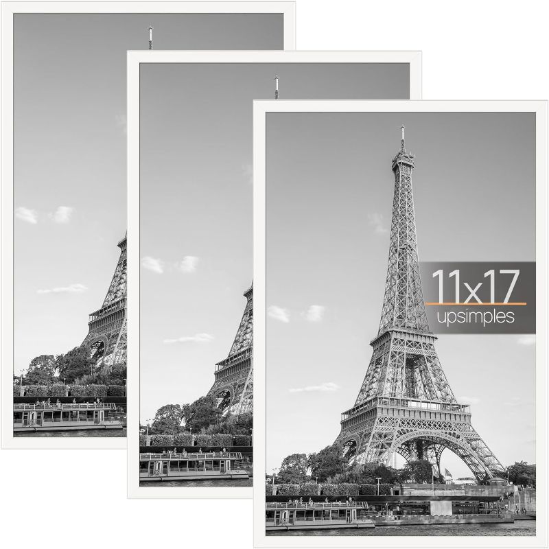 Photo 1 of upsimples 11x17 Frame White 3 Pack, Poster Frames 11 x 17 for Horizontal or Vertical Wall Mounting, Scratch-Proof Wall Gallery Photo Frame