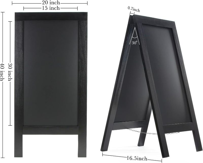 Photo 1 of Sandwich Board 40"x20" Solid Pine Wood Rustic Black 2Pack,Chalk Board Sign Board,Sandwich Board Signs Outdoor, Chalkboard Easel,A Frame Chalkboard Sign,Menu Chalkboard,2pack