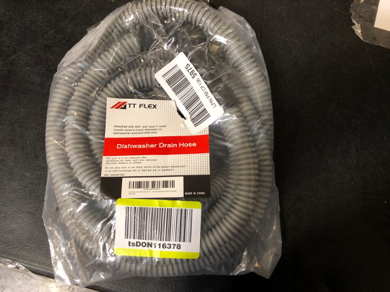 Photo 2 of Universal Dishwasher Drain Hose - 10 Ft Discharge Hose - Corrugated and Flexible Dishwasher Hose Drain Replacement with Clamp