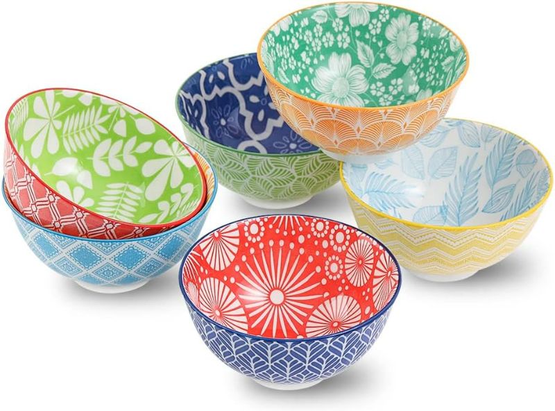 Photo 1 of Ceramic Small Bowls dessert bowl - Porcelain 10 oz Cute Bowl Set for Rice | Soup | Snack | Ice Cream | Side Dishes - Colorful Kitchen serving bowls sets - Microwave and Oven Dishwasher Safe 4.75 Inch