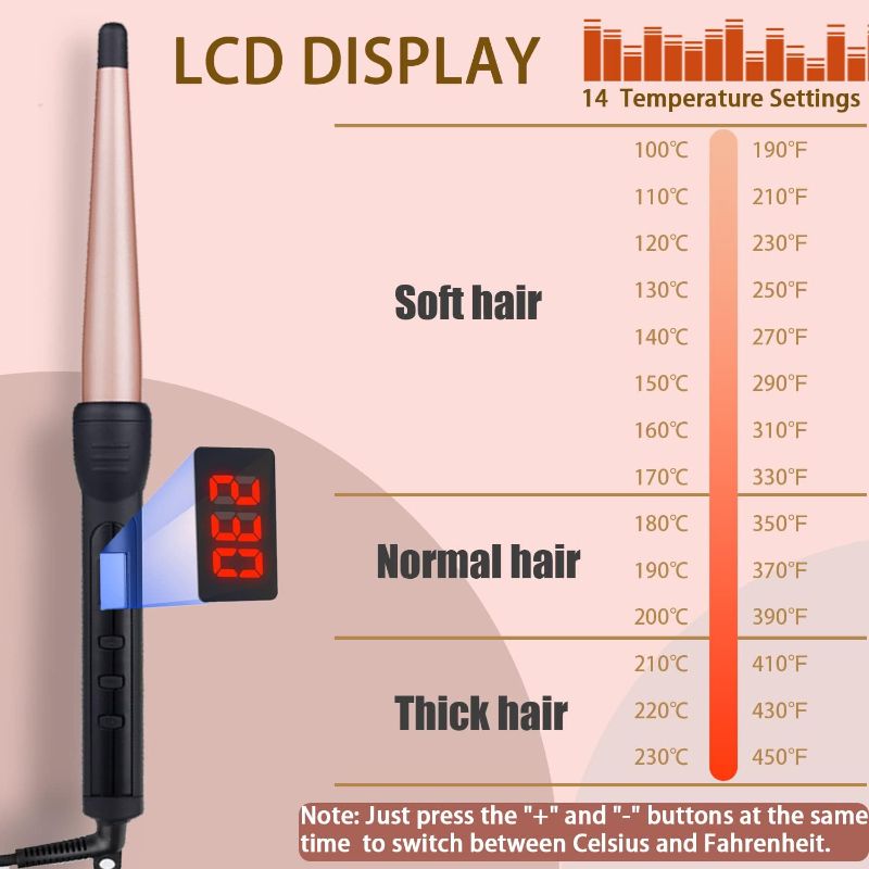 Photo 3 of Hair Curling Irons, Duyfioa Professional Ceramic Hair Curling Wand 1-1/2 Inch Instant Heat Hair Curler with LCD 190? - 450? Temperature Control 