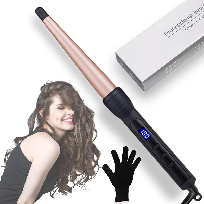 Photo 1 of Hair Curling Irons, Duyfioa Professional Ceramic Hair Curling Wand 1-1/2 Inch Instant Heat Hair Curler with LCD 190? - 450? Temperature Control 