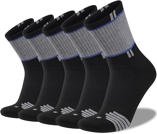 Photo 1 of Size 6-12 COOPLUS Mens 5 Pairs Hiking Crew Socks Athletic Cushioned breathable Trekking Socks Multi Performance