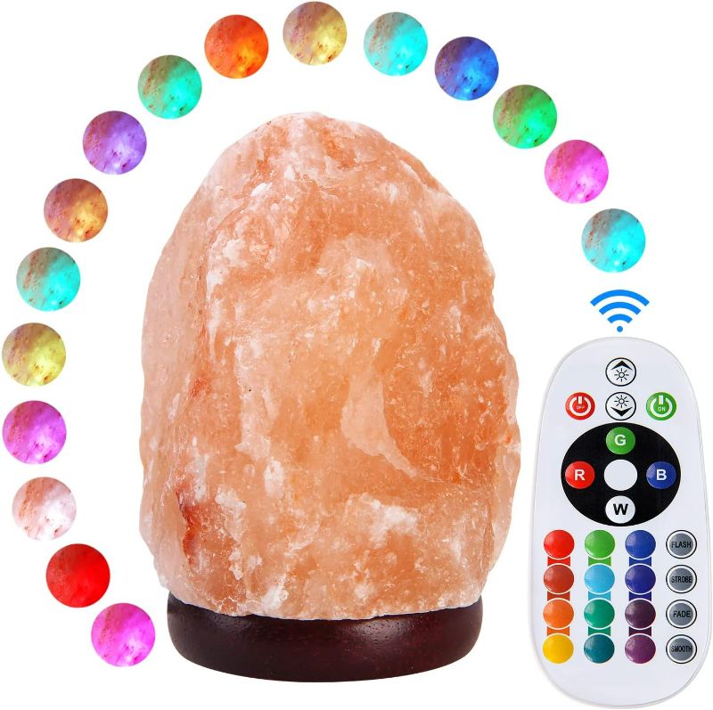 Photo 1 of Himalayan Salt Lamp Night Light with Remote Control, Upgraded 16 Colors Changing & 4 Light Modes LED USB Salt Rock Lamp, Natural Crystal Pink Mini Small Salt Lamp for Home Decor and Gift