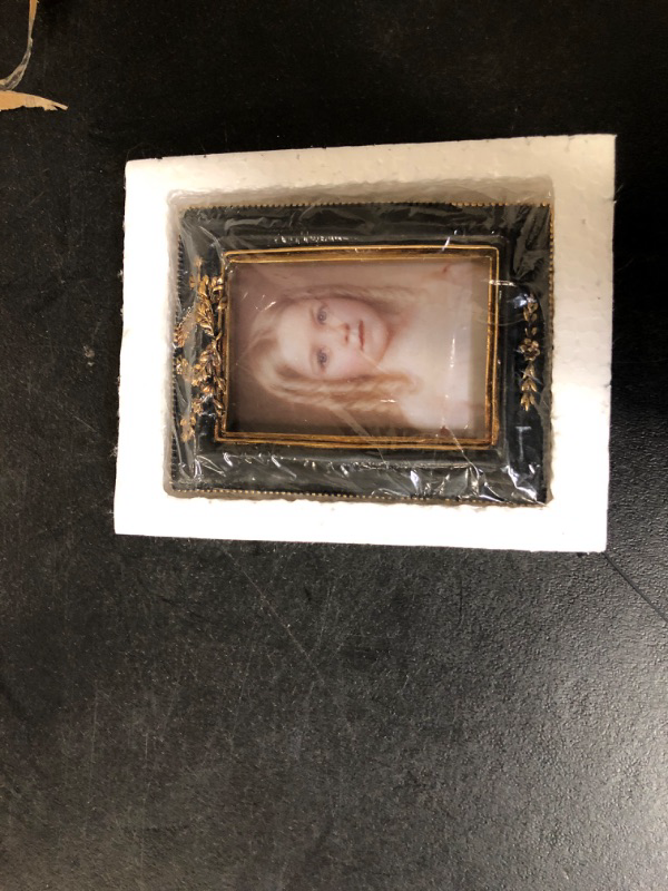 Photo 2 of SYLVIA'S SHOP 2.5x3.5 Small Vintage Picture Frame, Mini Antique Ornate Photo Frame, for Tabletop and Wall Display, Retro Home Decor, Old Fashioned Photo Gallery Art, Black and Gold