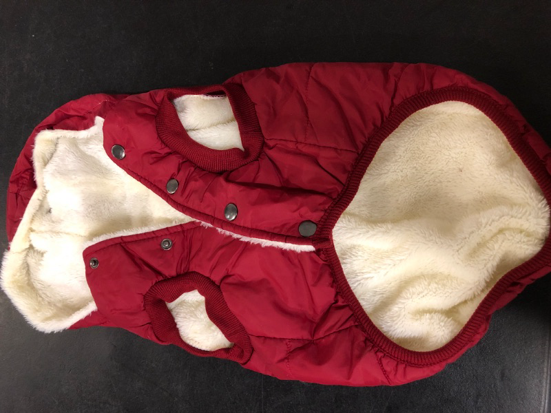 Photo 2 of Vecomfy Fleece Lining Extra Warm Dog Hoodie in Winter,Small Dog Jacket Puppy Coats with Hooded,Red S