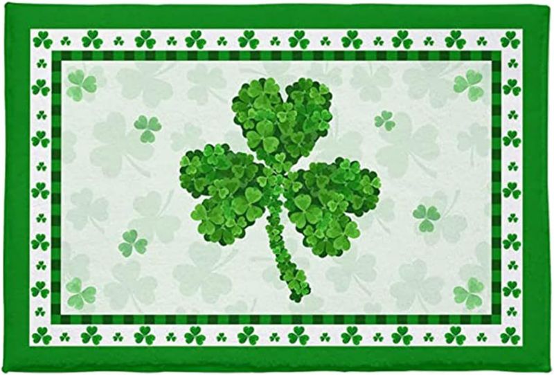 Photo 1 of St. Patrick Indoor Rugs for Entryway Spring Irish Clover Garage Good Luck Door Mat Washable St. Patrick's Day Doormat