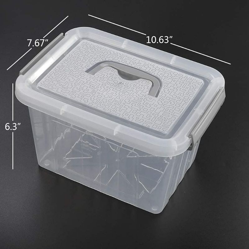 Photo 1 of 6 Liter Plastic Bins with Lids, Clear Storage Boxes Set of 6