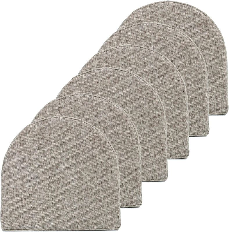 Photo 1 of Sweet Home Collection Chair Cushions 100% High Density Memory Foam Pads U Shaped 17" x 16"Non Slip Skid Rubber Back Seat Cover, 6 Pack, Taupe