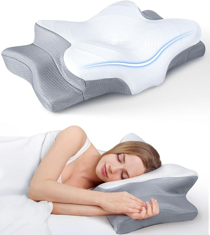 Photo 1 of Ultra Pain Relief Cooling Pillow for Neck Support, Adjustable Cervical Pillow Cozy Sleeping, Odorless Ergonomic Contour Memory Foam Pillows, Orthopedic Bed Pillow for Side Back Stomach Sleeper