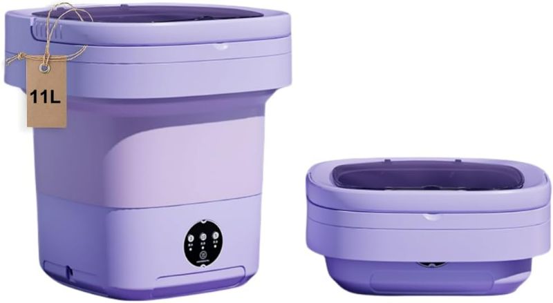 Photo 1 of Portable washing machine,Mini Washer,11L upgraded large capacity foldable Washer.Deep cleaning of underwear, baby clothes and other small clothes.Suitable for apartments, dormitories, hotels.(Purple)