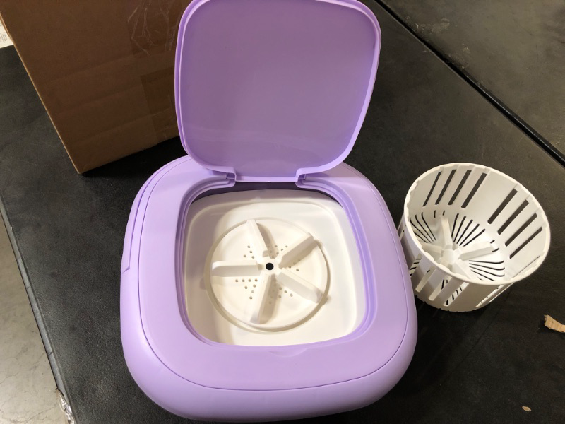 Photo 2 of Portable washing machine,Mini Washer,11L upgraded large capacity foldable Washer.Deep cleaning of underwear, baby clothes and other small clothes.Suitable for apartments, dormitories, hotels.(Purple)