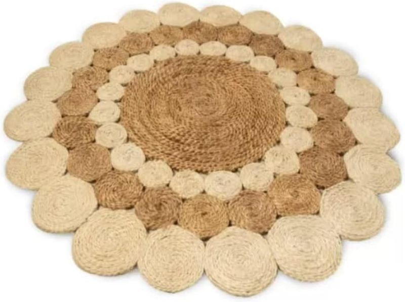 Photo 1 of Two-Tone Round Braided Jute Mat - Natural