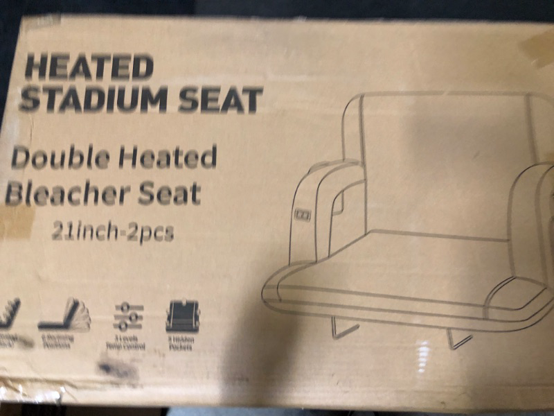 Photo 2 of HOPERAN Heated Stadium Seats for Bleachers with Back Support and Wide Cushion, Extra Portable Bleacher Seat Foldable Stadium Chair, USB 3 Levels of Heat, 5 Pockets for Outdoor Camping Sports (1pc)