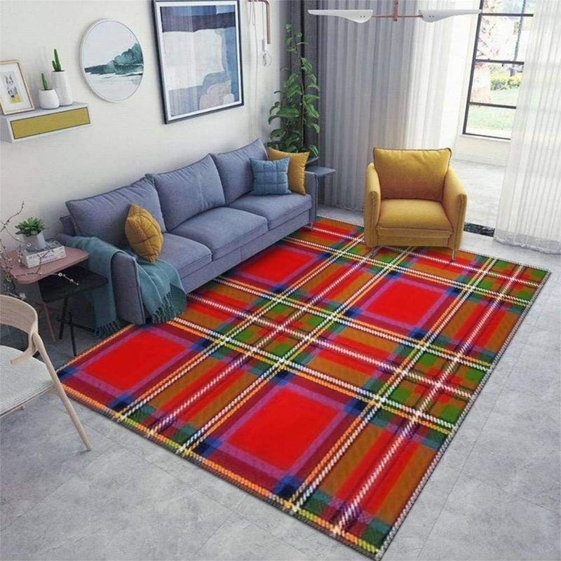 Photo 1 of Home Area Runner Rug Pad Scottish Plaid in Classic Colors Royal Stewart Tartan Seamless Thickened Non Slip Mats Doormat Entry Rug Floor Carpet for Living Room Indoor Outdoor Throw Rugs