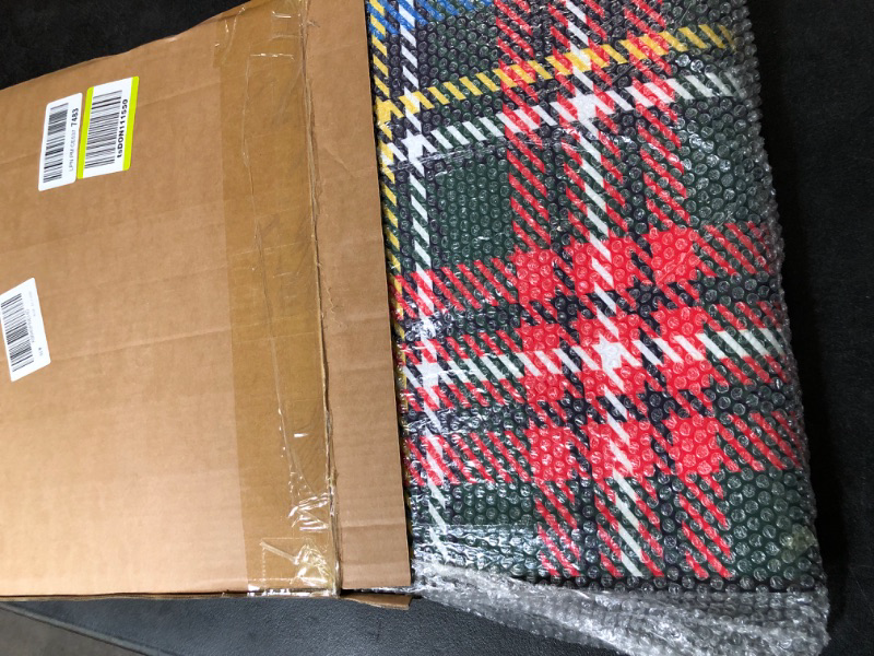 Photo 1 of Home Area Runner Rug Pad Scottish Plaid in Classic Colors Royal Stewart Tartan Seamless Thickened Non Slip Mats Doormat Entry Rug Floor Carpet for Living Room Indoor Outdoor Throw Rugs