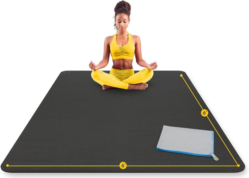 Photo 1 of ActiveGear Large Yoga Mat 6 x 5 ft - 8mm Extra Thick, Durable, Comfortable, Non-Slip & Odorless Premium Square Yoga and Pilates Mat for Home Gym
