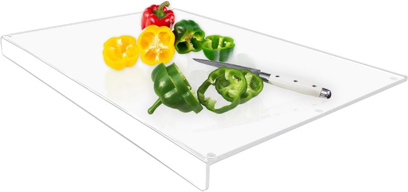 Photo 1 of My Forever Home Clear Acrylic Cutting Board for Kitchen Counter - 24 x 18 Inches with Counter Lip, Anti-Slip Grips - Durable .15" Thick Board
