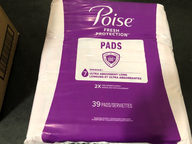 Photo 2 of Poise Ultra Thin Incontinence Pads & Postpartum Incontinence Pads, 6 Drop Ultimate Absorbency, Long Length, 78 Count (3 Packs of 26) Packaging May Vary