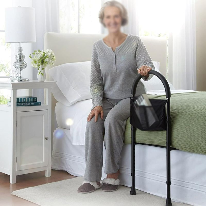 Photo 1 of Elderly Safety Bed Rail, Medical Bed Support Bar with Organizer Pouch, Standing Bar Handle Fall Guard, Suitable for Pregnant Women, Infants
