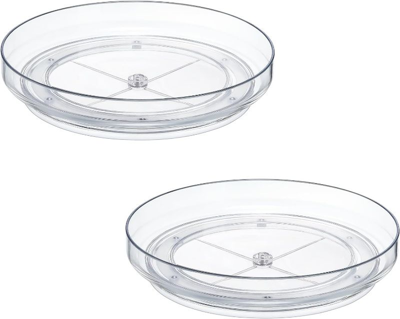 Photo 1 of 2 Pack, 9 Inch Clear Non-Skid Lazy Susan Organizers - Turntable Rack for Kitchen Cabinet, Pantry Organization and Storage, Fridge, Bathroom Closet, Vanity Countertop Makeup Organizing, Spice Rack