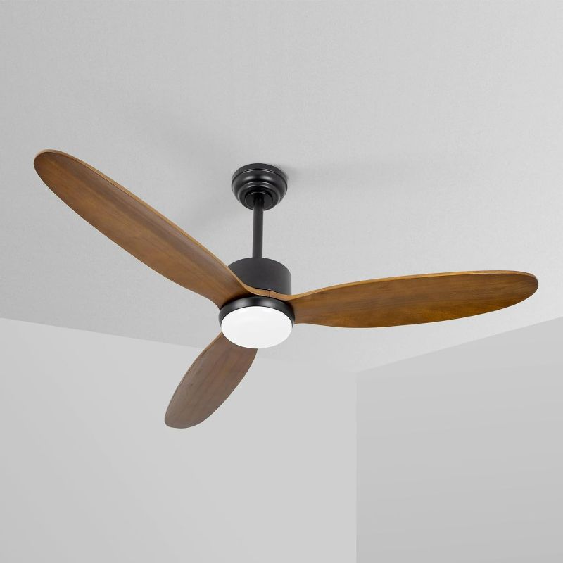 Photo 1 of 52 inch Ceiling Fan with Light and Remote,DC Motor,Wood Blade,6 Speed Levels,Brightness Dimmable,Timing Function,Dark Brown