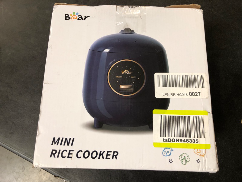 Photo 3 of Bear Mini Rice Cooker 2 Cups Uncooked, 1.2L Portable Non-Stick Small Travel Rice Cooker, BPA Free, One Button to Cook and Keep Warm Function, Blue