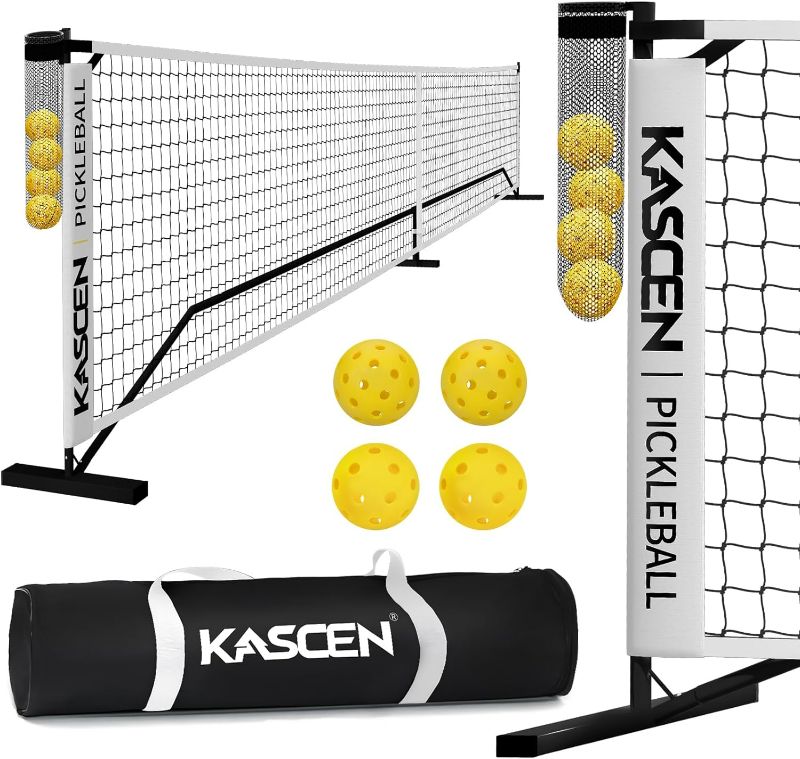 Photo 1 of Portable Pickleball Net for Driveway - 22FT Official Regulation Size Pickleball Nets with Wheels, Court Markers, Ball Holder, Carry Bag, 4 Pickleballs Indoor and Outdoor