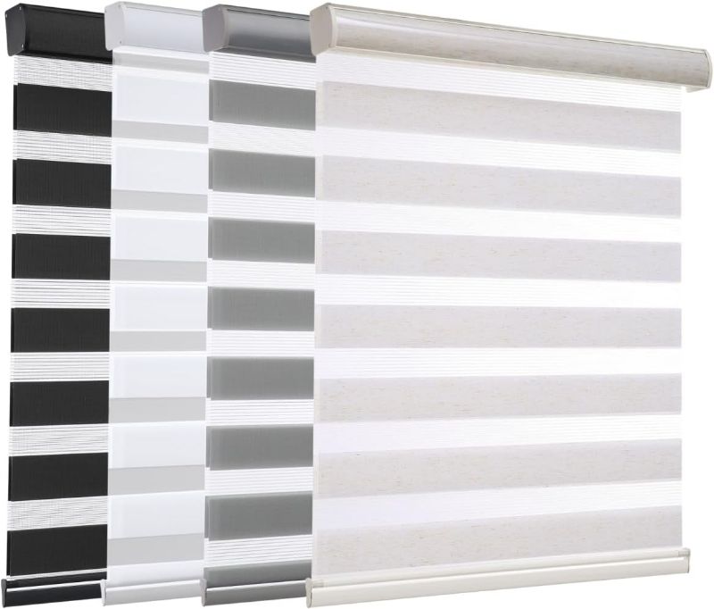 Photo 1 of MYshade Cordless Zebra Blinds for Windows Zebra Window Shades Dual Layer Blinds Light Filtering Day Night Blinds for Kitchen/Bedroom/Living Room/Office 35" W X 72" H(Beige), RBS35BG72A