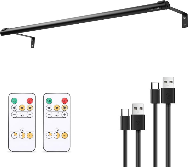 Photo 1 of Battery Operated Wireless Picture Light Rechargeable/Plugged in 31.5inch Painting Display Light,Remote Control Wall Lights with Three Modes and Timing for Art Frame (Black)