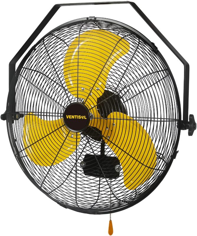 Photo 1 of VENTISOL 20 Inch High Velocity Metal Wall Fan 4650CFM Wall Mounted Fan Heavy Duty Tilting Wall Fan Full Sealed Motor 3-Speeds Patio Fan for Home, Industrial,Commercial,Residential,Greenhouse Use